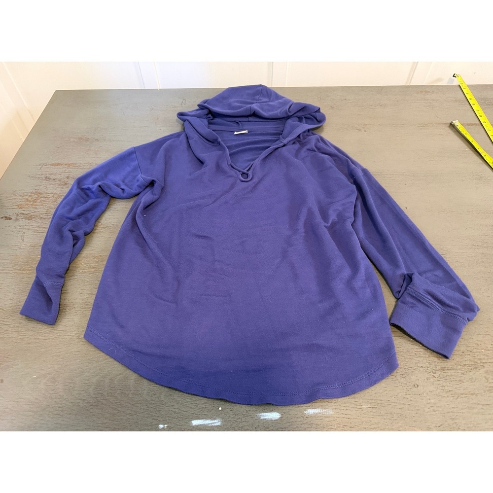 Tresics Purple Hooded Pullover Keyhole Neck Long Sleeve Top ATDT8-G8963 Medium